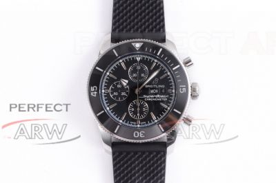 Perfect Replica GB Factory Breitling Superocean Chronograph Stainless Steel Case Black Face 46mm Watch